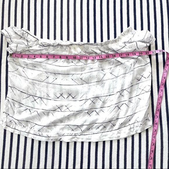 Cloth & Stone Off The Shoulder White Boho Print Cropped Top Small - Picture 2 of 8